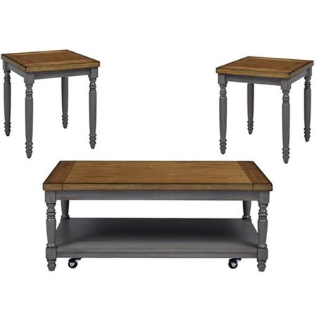 PROGRESSIVE FURNITURE Progressive Furniture T236-95 Living Room Cocktail Table & 2 End Tables; Oak & Brushed Gray - Pack of 3 T236-95